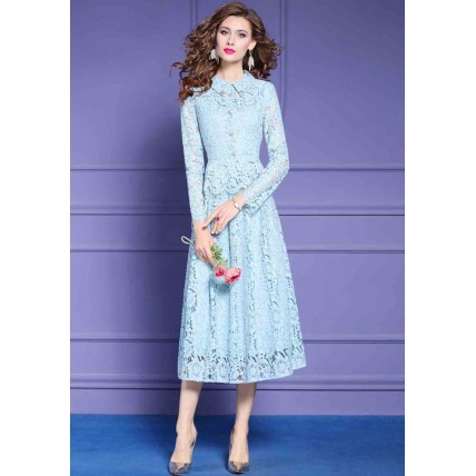 L319 Custom Made to order Lace Long Sleeve Lace A-Line Party Long Dress Regular Size XS S M L XL & Plus size 1x-10x (SZ16-52)