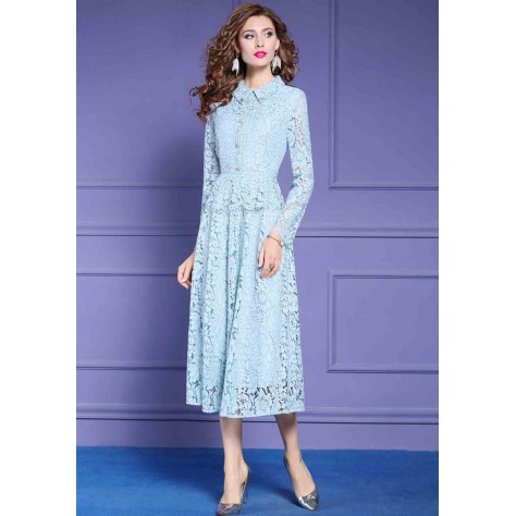 L319 Custom Made to order Lace Long Sleeve Lace A-Line Party Long Dress Regular Size XS S M L XL & Plus size 1x-10x (SZ16-52)