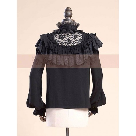 L32 Lace/Satin Balloon Sleeves Lolita Gothic Blouse Regular Size XS S M L XL & Plus size 1x-10x (SZ16-52)