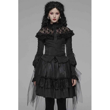 L328 Custom Made To Order Polyester/Lace Fashion Gothic Translucent Lace Slim Shirt Regular Size XS S M L XL & Plus size 1x-10x (SZ16-52)