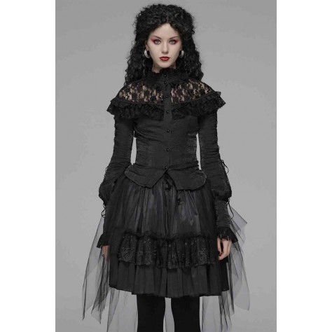 L328 Custom Made To Order Polyester/Lace Fashion Gothic Translucent Lace Slim Shirt Regular Size XS S M L XL & Plus size 1x-10x (SZ16-52)