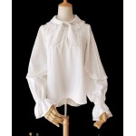 L33 Spandex cotton Poplin Bow Tie Lolita Gothic Blouse Shirt Regular Size XS S M L XL & Plus size 1x-10x (SZ16-52)