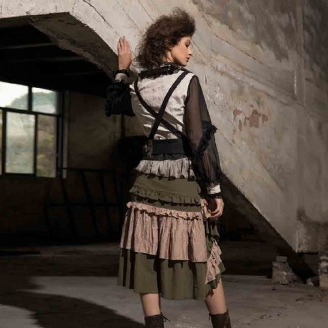 L331 Custom Made To Order Polyester Gothic Lolita Top Steampunk Victorian Shirt Regular Size XS S M L XL & Plus size 1x-10x (SZ16-52)