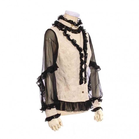 L331 Custom Made To Order Polyester Gothic Lolita Top Steampunk Victorian Shirt Regular Size XS S M L XL & Plus size 1x-10x (SZ16-52)