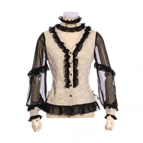 L331 Custom Made To Order Polyester Gothic Lolita Top Steampunk Victorian Shirt Regular Size XS S M L XL & Plus size 1x-10x (SZ16-52)