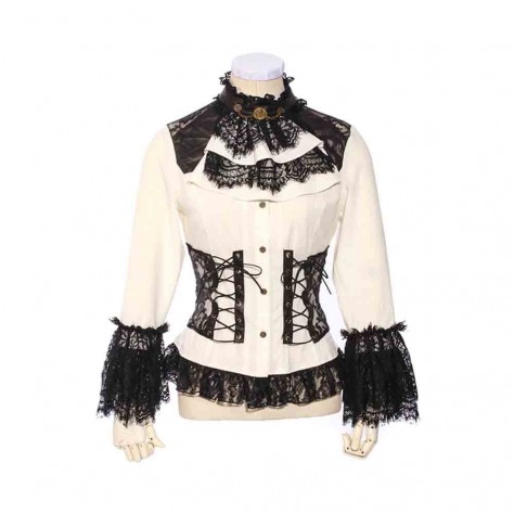 L332 Custom Made To Order Polyester Gothic Cosplay Bell Sleeve Lace Lolita Tops Regular Size XS S M L XL & Plus size 1x-10x (SZ16-52)