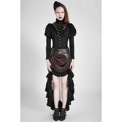 L335 Custom Made To Order Cotton spandex poplin Victorian Gothic Puff Sleeve Lace Up Shirt Regular Size XS S M L XL & Plus size 1x-10x (SZ16-52)