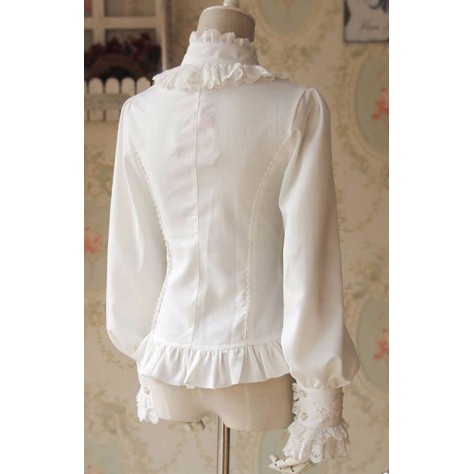 L34 Spandex cotton Poplin Ruffled Lolita Gothic Blouse Top Regular Size XS S M L XL & Plus size 1x-10x (SZ16-52)