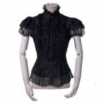 L342 Custom Made To Order Lace Gothic Punk Sweet Lace Short Sleeve Shirt Regular Size XS S M L XL & Plus size 1x-10x (SZ16-52)