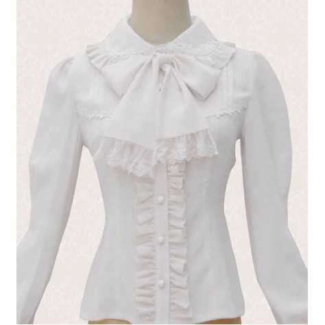 L35 Chiffon Tie bow Casual Lolita Gothic Blouse Shirt Regular Size XS S M L XL & Plus size 1x-10x (SZ16-52)