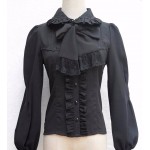 L35 Chiffon Tie bow Casual Lolita Gothic Blouse Shirt Regular Size XS S M L XL & Plus size 1x-10x (SZ16-52)