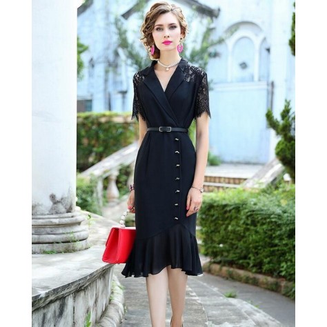 L386 Custom Made to order Polyester/ Lace Patchwork Fishtail Slim Party Dress Regular Size XS S M L XL & Plus size 1x-10x (SZ16-52)