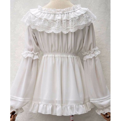 L40 Chiffon Empire  Waist Shirt Lolita Gothic Blouse Regular Size XS S M L XL & Plus size 1x-10x (SZ16-52)