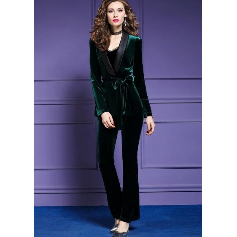 L403 Custom Made to order Velvet Lapel Blazer Jacket Velvet pants 2-Piece Regular Size XS S M L XL & Plus size 1x-10x (SZ16-52)