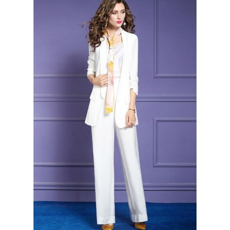 L409 Custom Made to order Polyester Business Blazer Jacket Wide Leg Pants Suit Regular Size XS S M L XL & Plus size 1x-10x (SZ16-52)