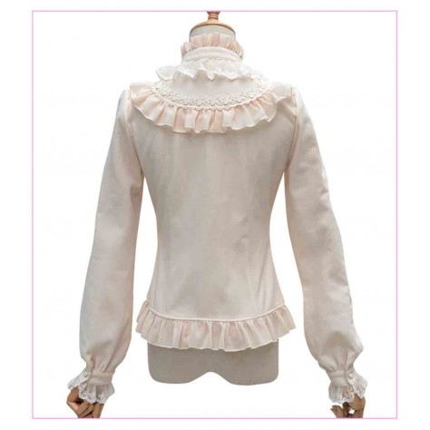 L42 Chiffon Stand-Up Collar Lolita Gothic Blouse Regular Size XS S M L XL & Plus size 1x-10x (SZ16-52)