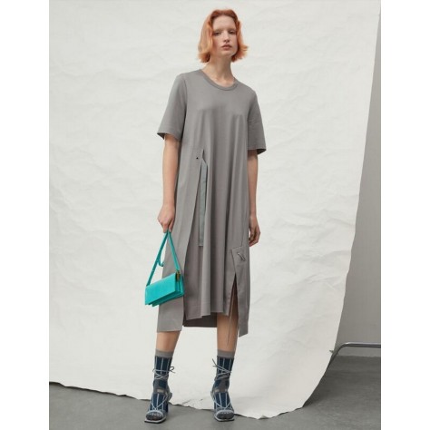 L419 Custom Made to order Cotton blend Jersey Loose Casual Irregular Hem A-Line Dress Regular Size XS S M L XL & Plus size 1x-10x (SZ16-52)