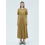 L422 Custom Made to order Cotton blend Jersey Crew Neck Irregular Casual Long Dress New Regular Size XS S M L XL & Plus size 1x-10x (SZ16-52)