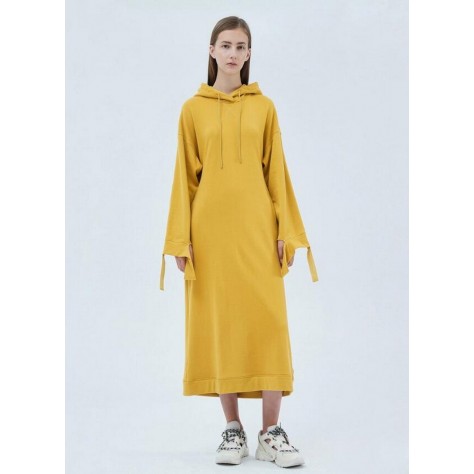 L424 Custom Made to order Cotton Blend Spandex Hooded Pullover Casual Dress Regular Size XS S M L XL & Plus size 1x-10x (SZ16-52)