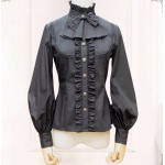 L43 Spandex cotton Poplin High Neck Lolita Gothic Blouse Shirt Regular Size XS S M L XL & Plus size 1x-10x (SZ16-52)