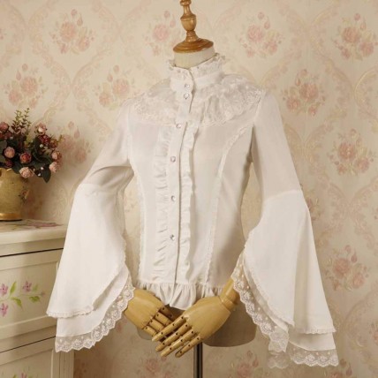 L45 Lace&Chiffon Steampunk Lolita Ruffle Blouse Shirt Regular Size XS S M L XL & Plus size 1x-10x (SZ16-52)