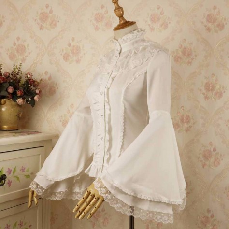 L45 Lace&Chiffon Steampunk Lolita Ruffle Blouse Shirt Regular Size XS S M L XL & Plus size 1x-10x (SZ16-52)