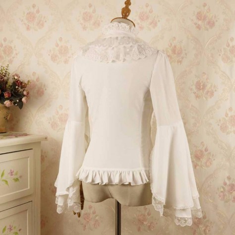 L45 Lace&Chiffon Steampunk Lolita Ruffle Blouse Shirt Regular Size XS S M L XL & Plus size 1x-10x (SZ16-52)