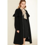 L457 Custom Made to order Woolblend Elegant Ruffle Mid-Length Overcoat Coat Regular Size XS S M L XL & Plus size 1x-10x (SZ16-52)