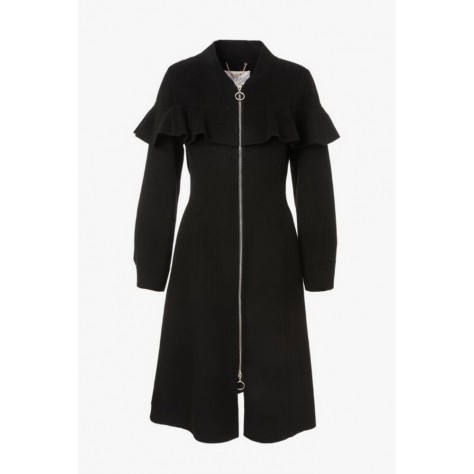 L457 Custom Made to order Woolblend Elegant Ruffle Mid-Length Overcoat Coat Regular Size XS S M L XL & Plus size 1x-10x (SZ16-52)