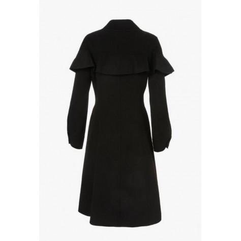 L457 Custom Made to order Woolblend Elegant Ruffle Mid-Length Overcoat Coat Regular Size XS S M L XL & Plus size 1x-10x (SZ16-52)