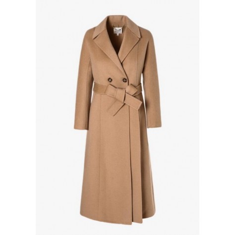 L459 Custom Made to order Woolblend Asymmetrical Belted Wool Long Coat Camel Regular Size XS S M L XL & Plus size 1x-10x (SZ16-52)