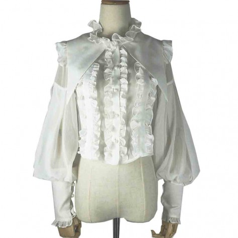 L47 Chiffon Gothic Lolita Palace Balloon Sleeves Blouse Regular Size XS S M L XL & Plus size 1x-10x (SZ16-52)