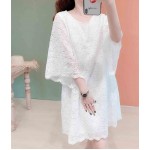 L504 Custom Made to order Lace Bell Sleeve Loose Oversized Lace Mini Dress Regular Size XS S M L XL & Plus size 1x-10x (SZ16-52)