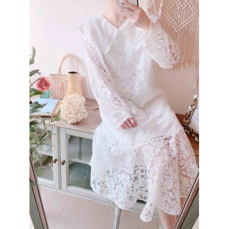 L505 Custom Made to order Lace Long Sleeve Lace Loose Casual Party Dress Regular Size XS S M L XL & Plus size 1x-10x (SZ16-52)