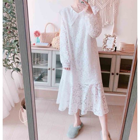 L505 Custom Made to order Lace Long Sleeve Lace Loose Casual Party Dress Regular Size XS S M L XL & Plus size 1x-10x (SZ16-52)