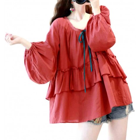 L509 Custom Made To Order Linen Cotton Casual Pullover Tops Blouse Regular Size XS S M L XL & Plus size 1x-10x (SZ16-52)