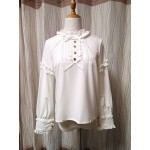 L52 Chiffon Stand-Up Collar Ruffles Lolita Gothic Blouse Regular Size XS S M L XL & Plus size 1x-10x (SZ16-52)