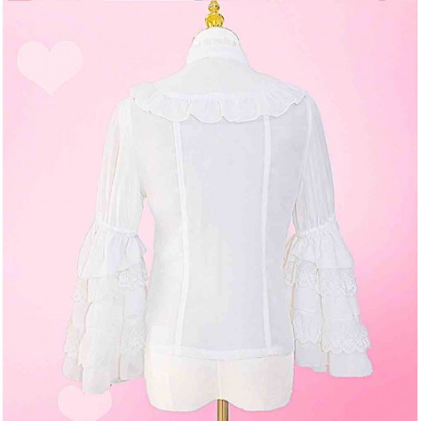 L53 Chiffon Flared Sleeve Lolita Gothic Ruffles Blouse Regular Size XS S M L XL & Plus size 1x-10x (SZ16-52)