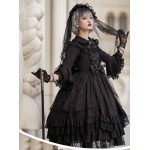 L540 Custom Made to order Spandex cotton Poplin Classic Layered Lace-up Goth Lolita Dress Regular Size XS S M L XL & Plus size 1x-10x (SZ16-52)