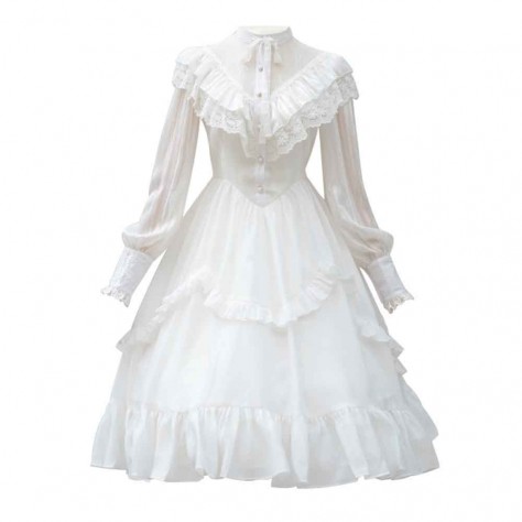 L541 Custom Made to order Chiffon Romantic Lolita Victorian Cosplay Dress New Regular Size XS S M L XL & Plus size 1x-10x (SZ16-52)