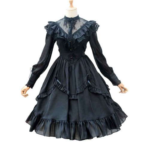 L541 Custom Made to order Chiffon Romantic Lolita Victorian Cosplay Dress New Regular Size XS S M L XL & Plus size 1x-10x (SZ16-52)