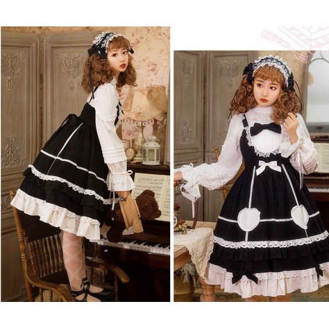 L542 Custom Made to order Spandex cotton Poplin Women Gothic Steampunk Victorian Frill Dress Regular Size XS S M L XL & Plus size 1x-10x (SZ16-52)