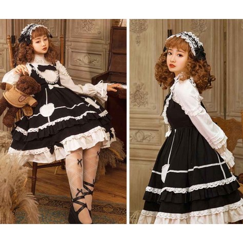 L542 Custom Made to order Spandex cotton Poplin Women Gothic Steampunk Victorian Frill Dress Regular Size XS S M L XL & Plus size 1x-10x (SZ16-52)