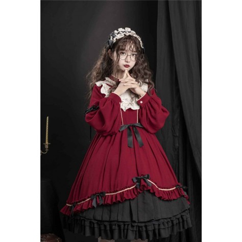 L543 Custom Made to order Spandex cotton Poplin Lady Lolita Pleated Ruffle Retro Dress New Regular Size XS S M L XL & Plus size 1x-10x (SZ16-52)