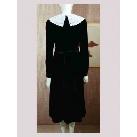 L555 Custom Made to order Velvet Crew Neck Velvet High Waist Big Swing Dress Regular Size XS S M L XL & Plus size 1x-10x (SZ16-52)