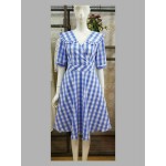 L558 Custom Made to order Polyester Plaid High Waist A-Line Big Swing Dress New Regular Size XS S M L XL & Plus size 1x-10x (SZ16-52)