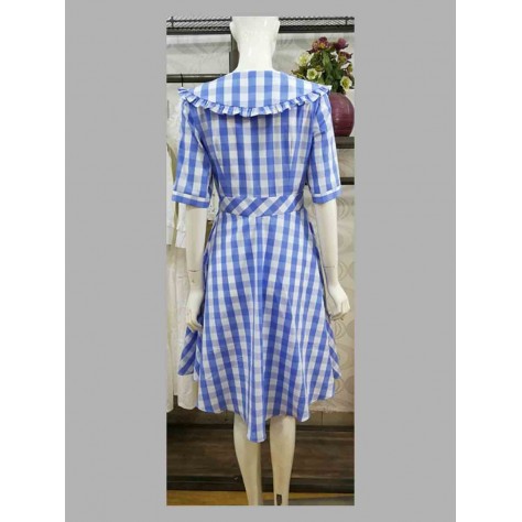 L558 Custom Made to order Polyester Plaid High Waist A-Line Big Swing Dress New Regular Size XS S M L XL & Plus size 1x-10x (SZ16-52)