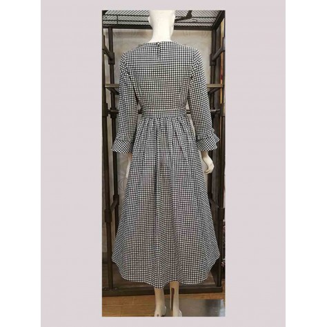 L560 Custom Made to order Polyester High Waist A-Line Plaid Big Swing Dress New Regular Size XS S M L XL & Plus size 1x-10x (SZ16-52)