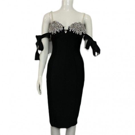 L562 Custom Made to order Cotton Blend Jersey Sexy Deep V-Neck Backless Beaded Wrap Dress Regular Size XS S M L XL & Plus size 1x-10x (SZ16-52)