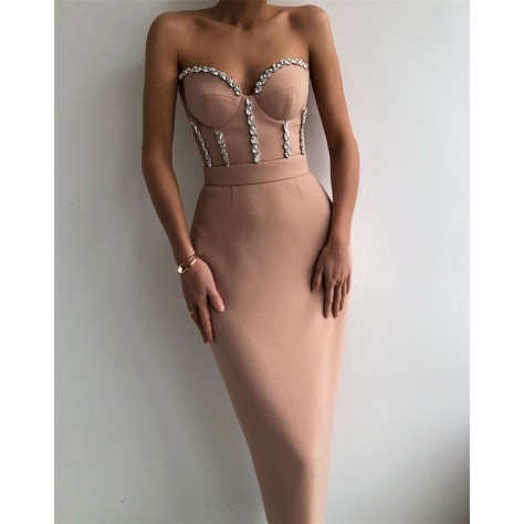 L563 Custom Made to order Cotton Blend Jersey Sexy Backless Strapless Party Bodycon Dress Regular Size XS S M L XL & Plus size 1x-10x (SZ16-52)